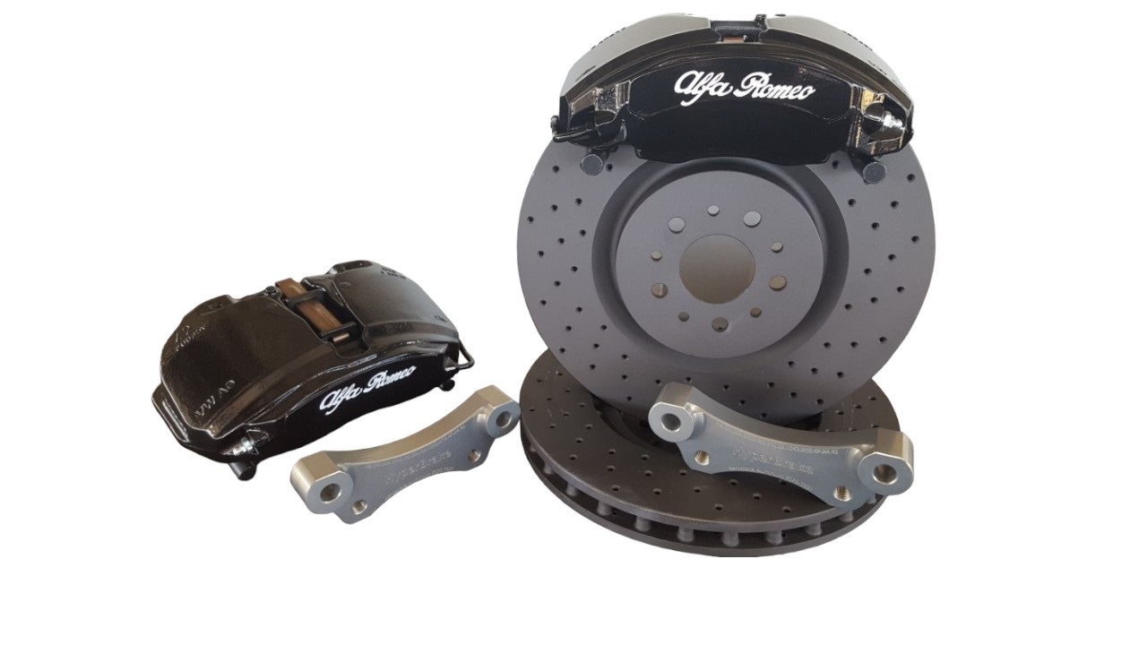 HyperBrake Motorsport Front 4pot Big Brake Kit without calipers for Alfa Romeo 156 for Ate 4pot Calipers from Audi A4 B9 and monoblock brake discs 330x32mm - Image 2